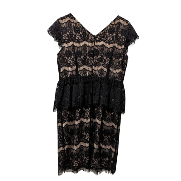 Maeve Anthropologie Elsa Lace Black Floral Peplum Dress medium - Picture 4 of 6
